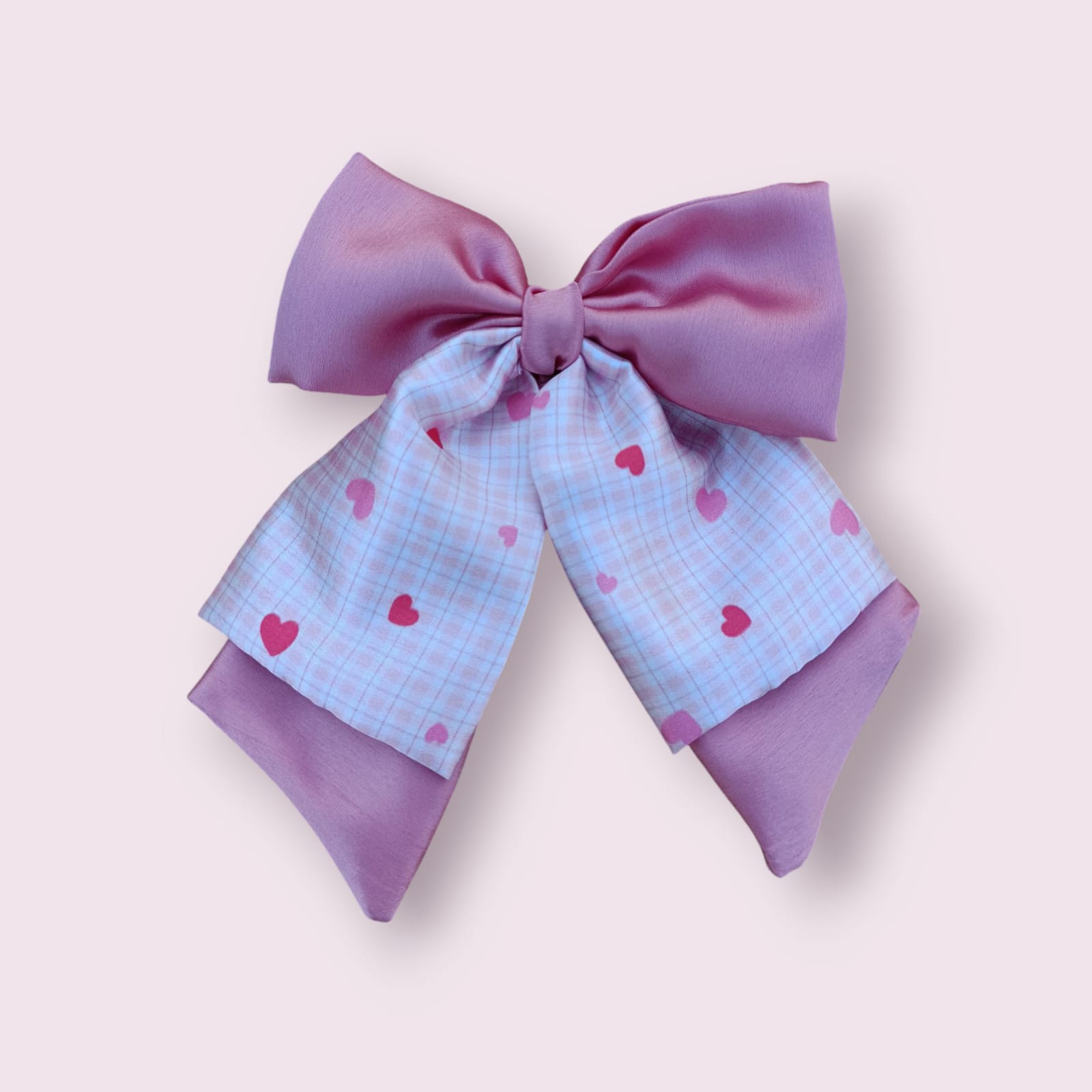 Pink double layer pig tail bow