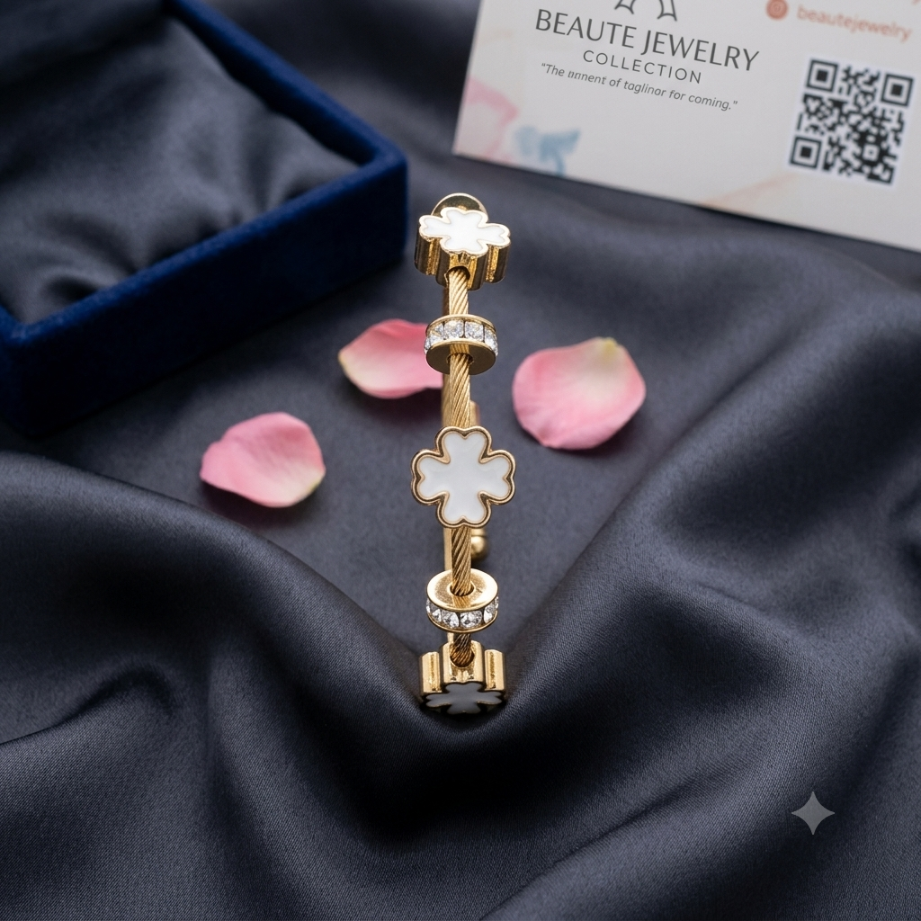 Clover charm kada bracelet