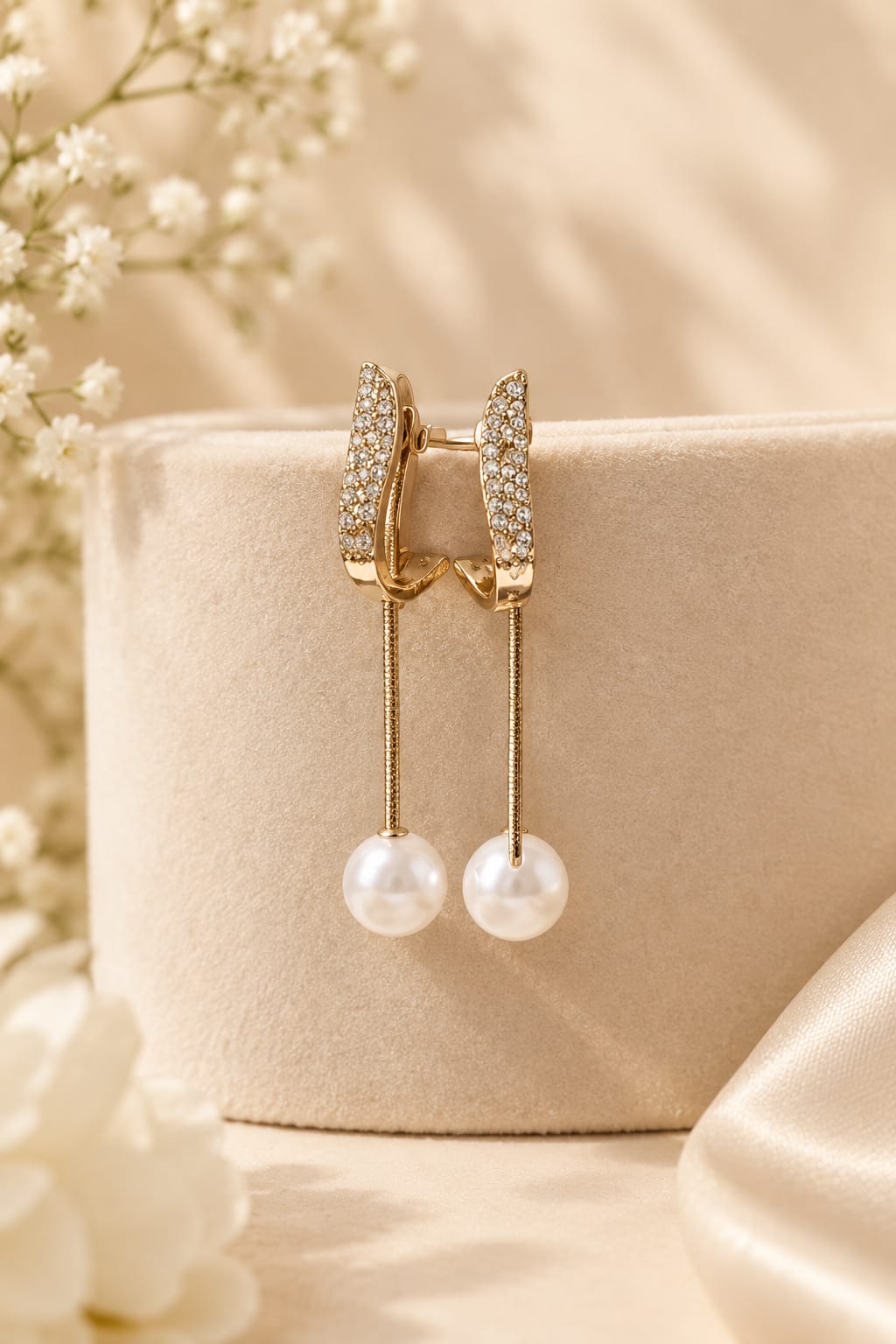 Beautiful ear rings with pearl chain