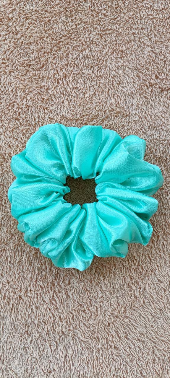 Mint green plain satin scrunchy