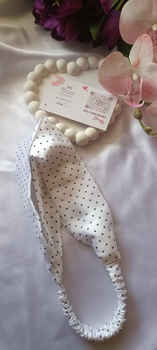 White Polka Dot turban head band
