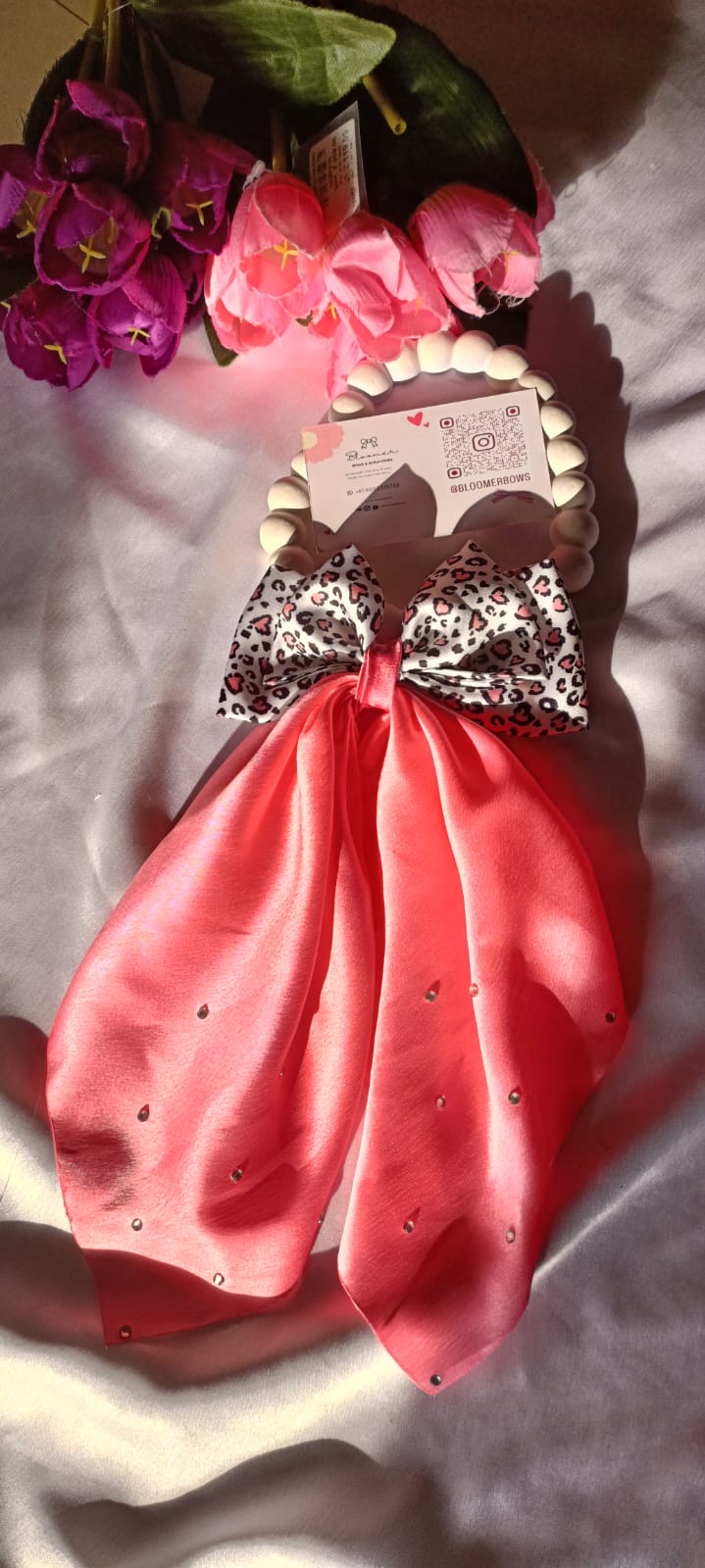 French Printed long tail bow