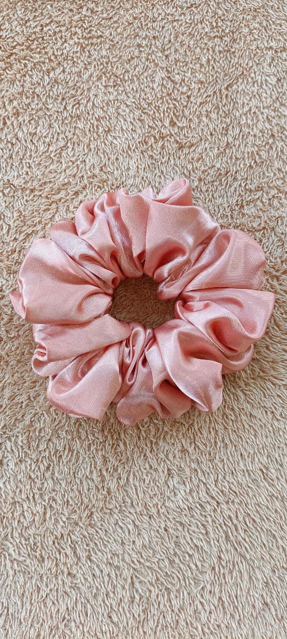Peach soft satin scrunchy