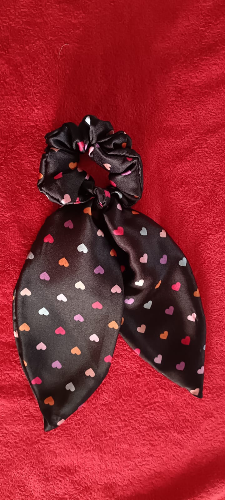 Little heart printed long tail scrunchy