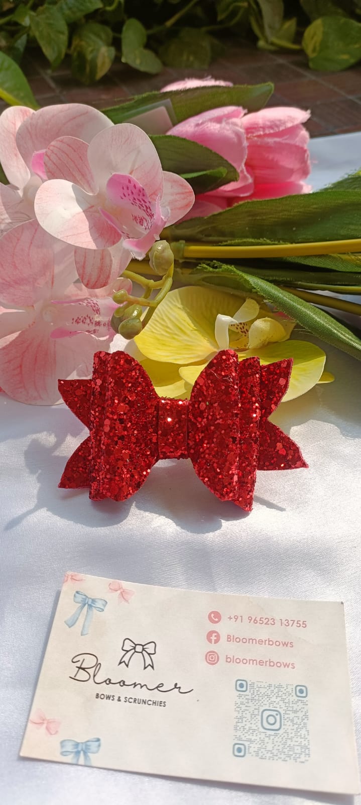 Red glitter bow
