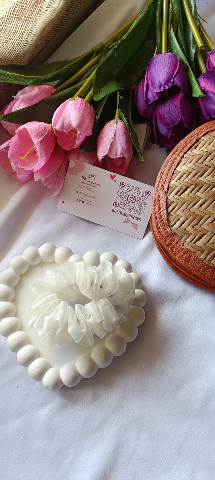 White organza scrunchie