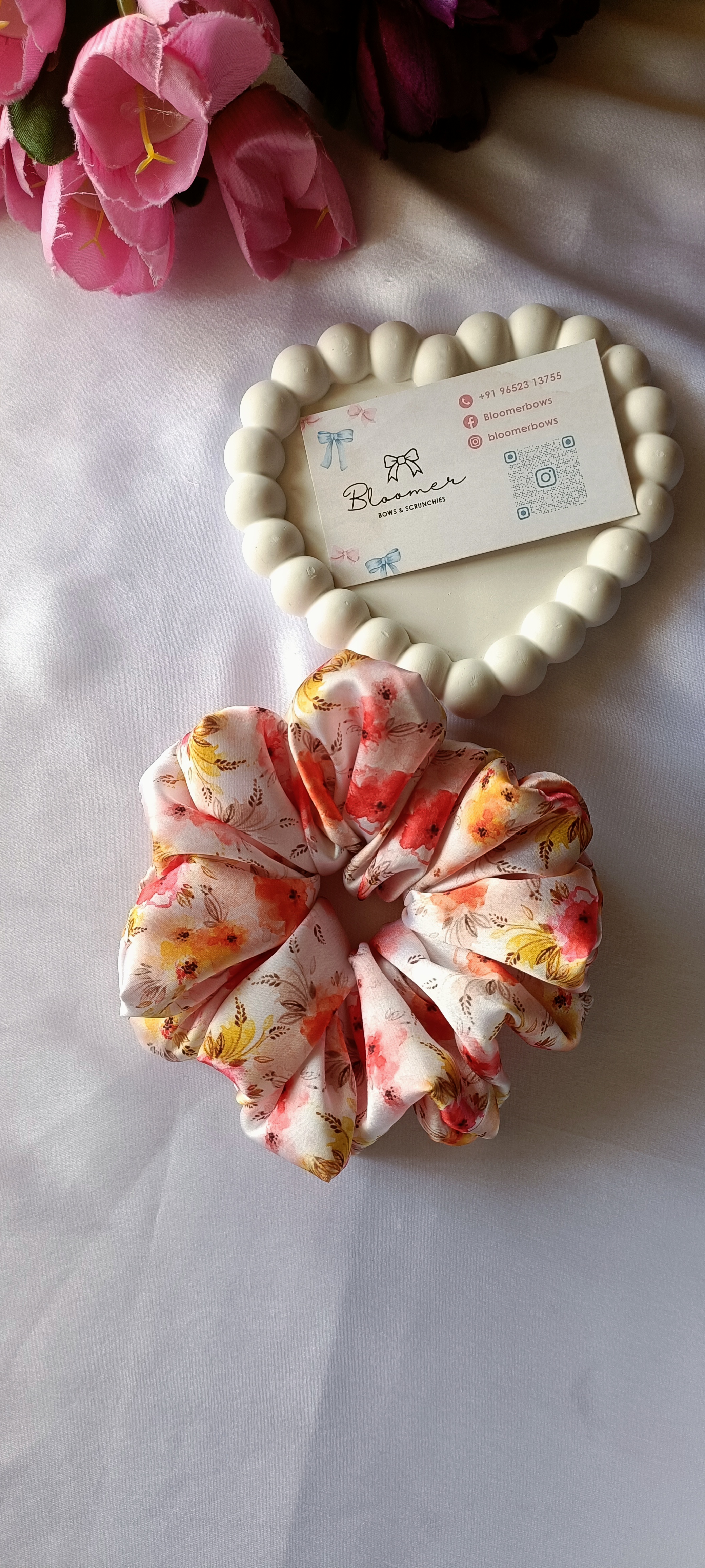 Multi colour floral print scrunchie