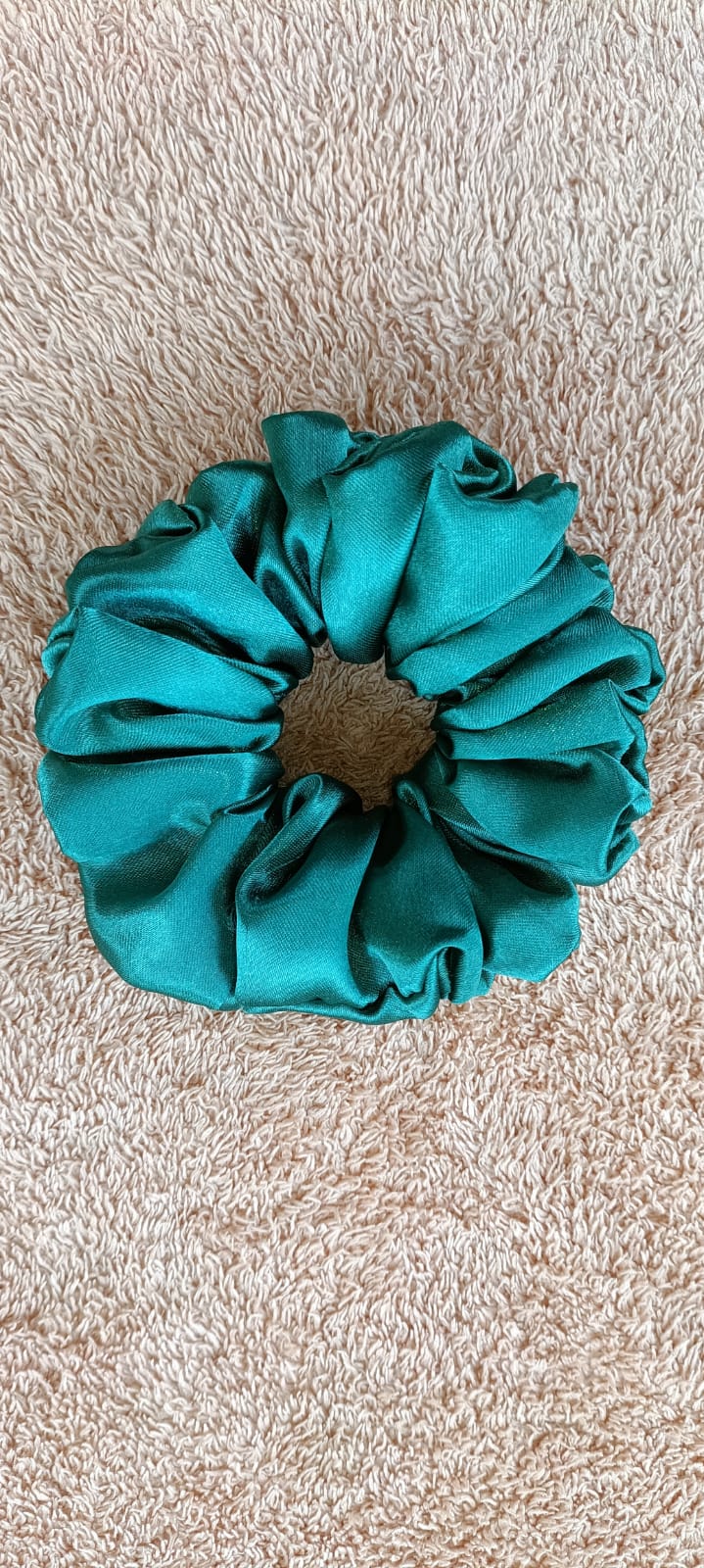 Green soft satin plain scrunchy