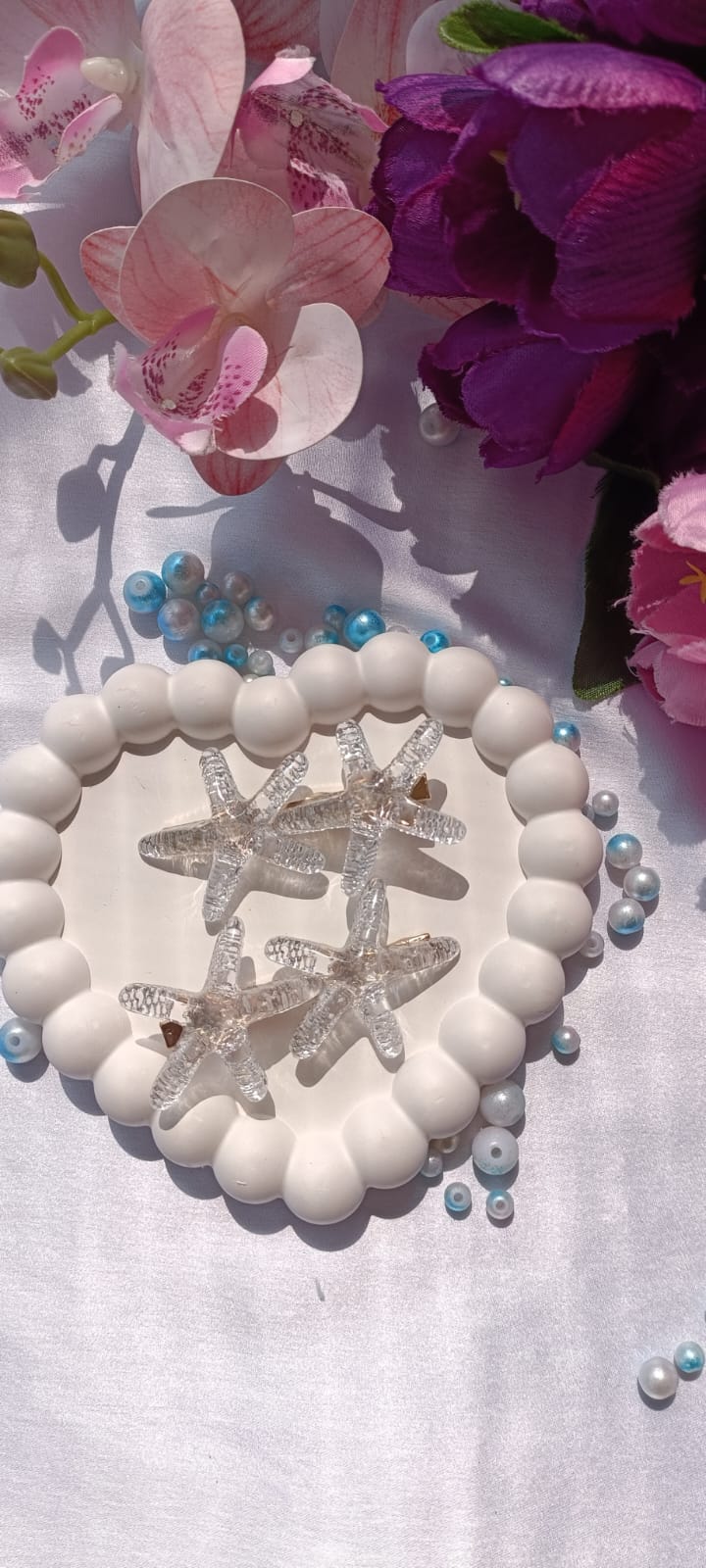 White star fish alligator clips