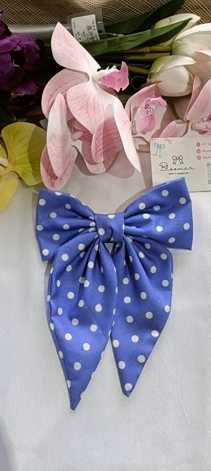 Polka dots pigtail bow