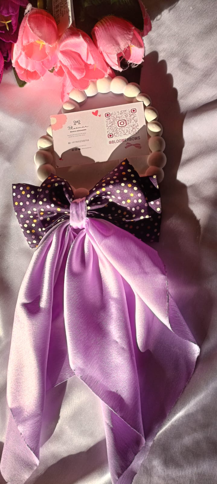Lavender French long tail bow