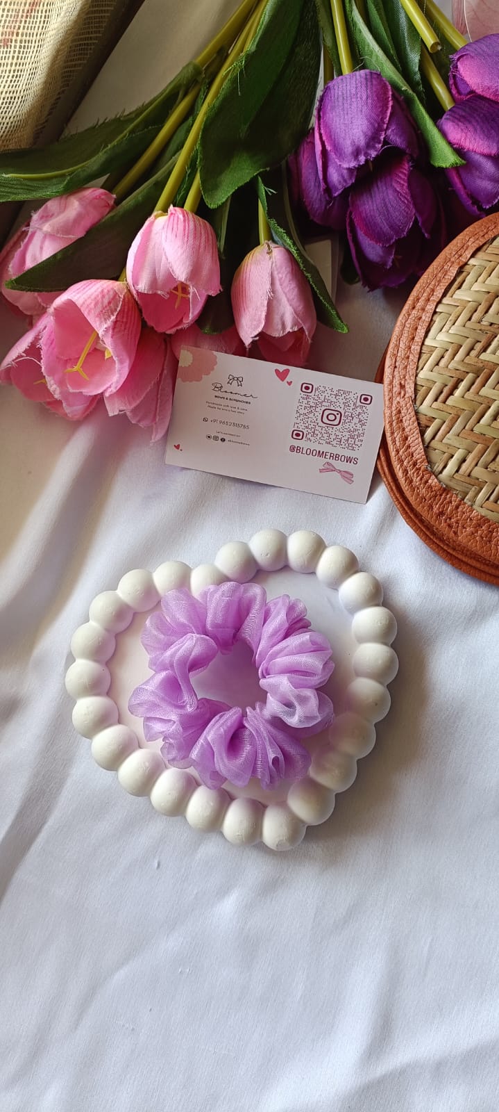 Lavender organza scrunchie